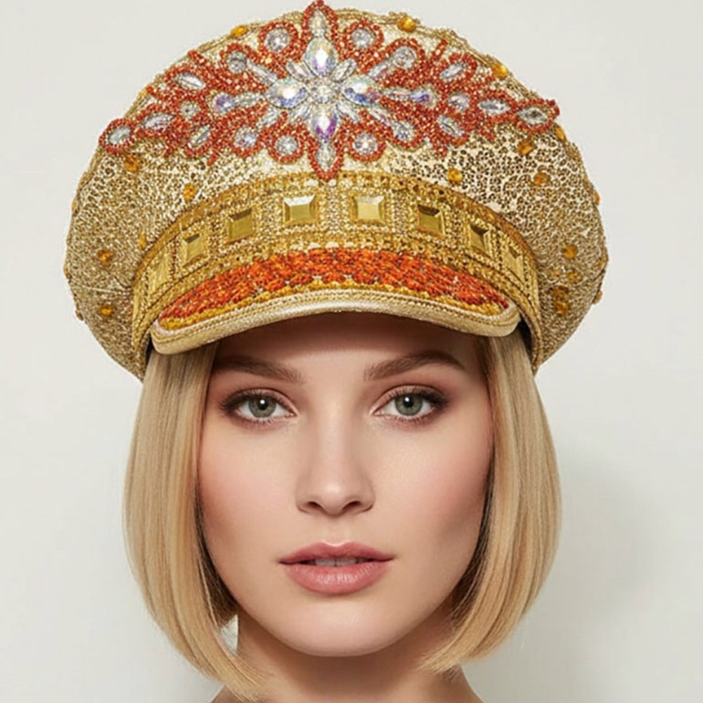 Rhinestone Pointed Spike Studded Captain Hat
